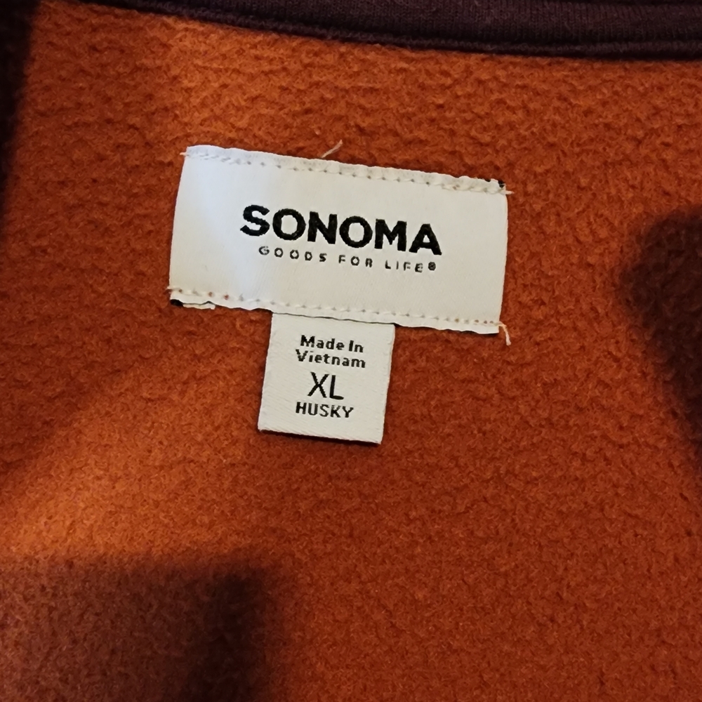 Sonoma - Boy's Husky Teal and Orange Zip-up Sweater - Size: Extra Large - Picture 2 of 8